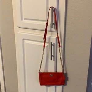 Coach red orange leather crossbody